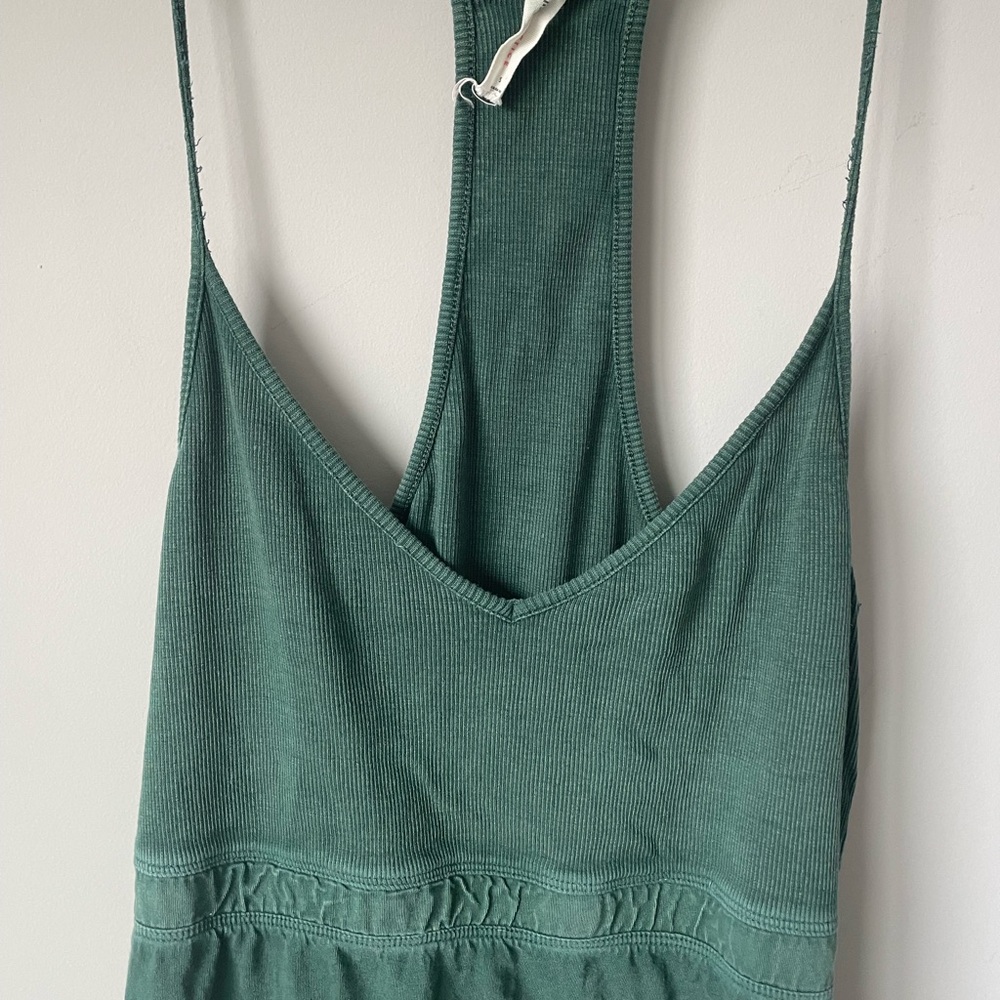 Anthropologie Daily Practice 100% cotton Green Racerback hi-lo dress size Small - Picture 6 of 16